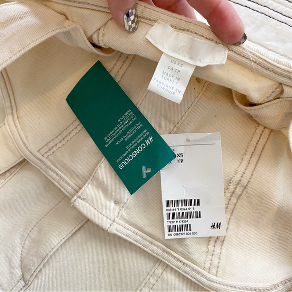 NWT H&M Workwear Coveralls Jumpsuit in Ivory Denim size XS - Picture 7 of 10